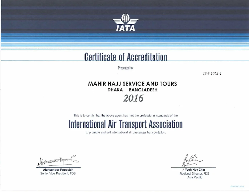 Certificate of international air transport association