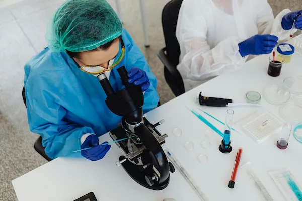 a women testing in lab