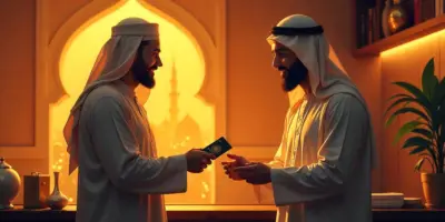 a man giving another man visa service